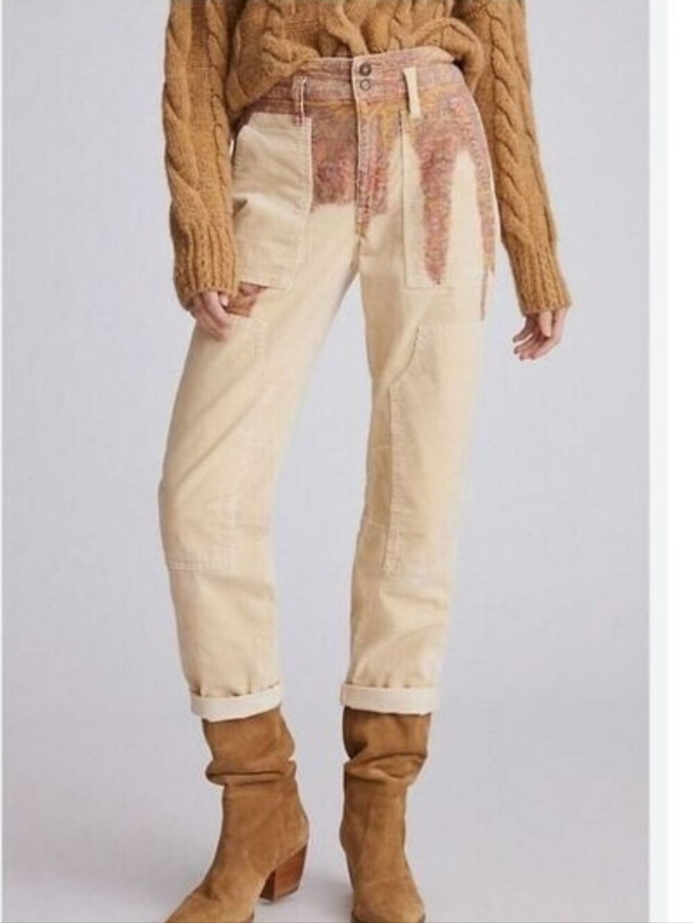 PILCRO ANTHROPOLOGIE WANDERER HIGH RISE UTILITY BOHO CORDUROY PANT SIZE 31 EUC